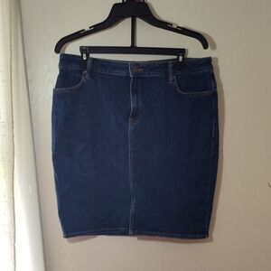 Mango Dark Blue Denim Pencil Skirt